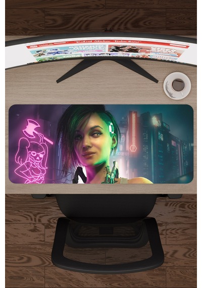 Cyberpunk 2077 Kaymaz Dikişli Kauçuk Oyuncu Mousepad V2 - 70x30 Xl Gaming Mouse Pad Fare Altlığı