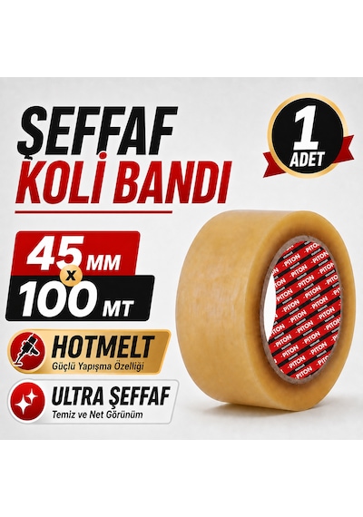 Sanplaza Şeffaf Hotmelt Koli Bandı 45 Mm X 100 Mt Güçlü Yapışkanlı Paketleme Ambalaj Bandı 1 Adet