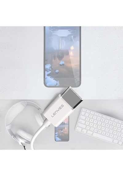 Lenyes Ax91 Type-c To 3.5mm Hi-fi Aux Çevirici Ses Adaptörü Beyaz Beyaz