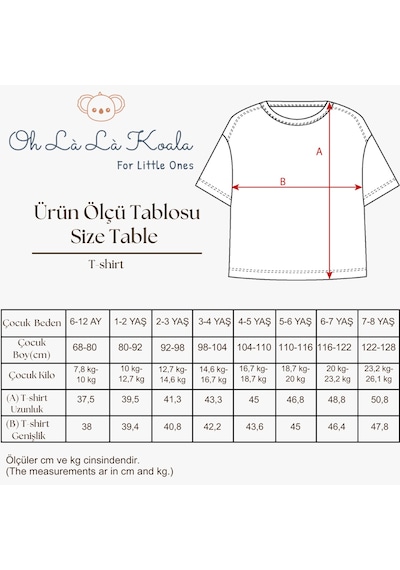 Oh La La Koala Beyaz Bisiklet Yaka Oversize T-shirt Bebek - Çocuk beyaz