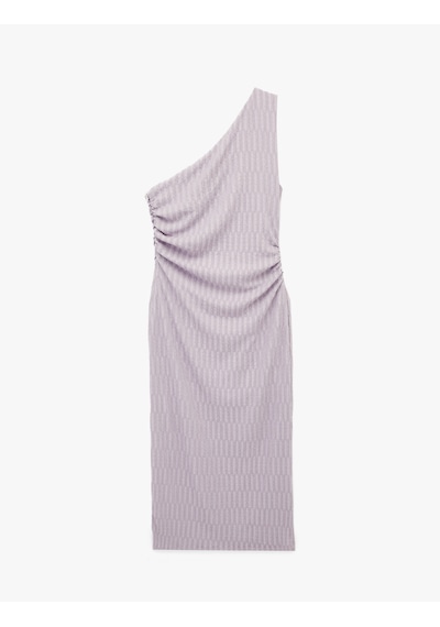 Koton Tek Omuz Kolsuz Slim Fit Bürümcük Uzun Elbise Lila 6sal80061ık Lila