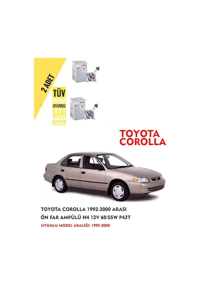 Toyota Corolla 1992-2000 Arası Ön Far Ampül Takımı 2 Adet