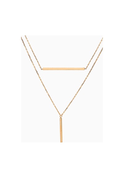 Kuyumcudukkani Yeni Trend Çift Çubuk Figürlü İkili Kolye -37241-r Rose Gold