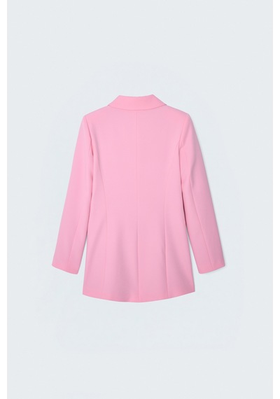 Sateen Mono Yaka Klasik Ceket - Açık Pembe-137777