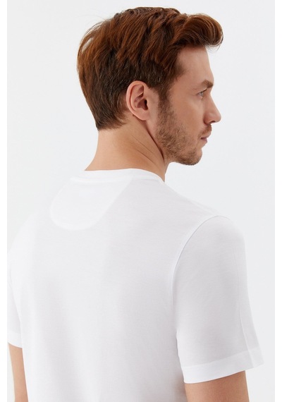 Sabri Özel Bisiklet Yaka Basic Erkek T-shirt Beyaz