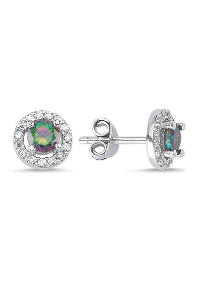 925 Ayar Gümüş Topaz Zirkon Taşlı Küpe Gümüş