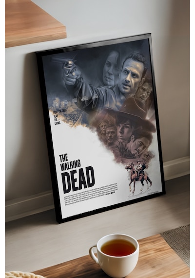 The Walking Dead Siyah Ahşap Çerçeveli Poster, Dekoratif Film Duvar Tablosu