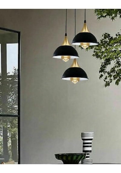 Retro Rustık Modern Üçlü Metal Sarkıt Siyah Avize Myl003103 Diğer