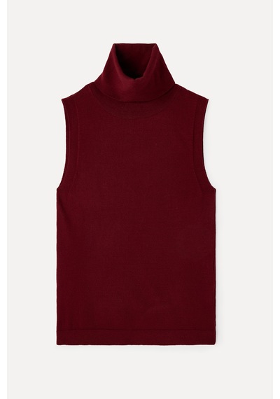 Mudo Kadın Kadın Bordo Balıkçı Yaka Fitted Kolsuz Kazak 1263401