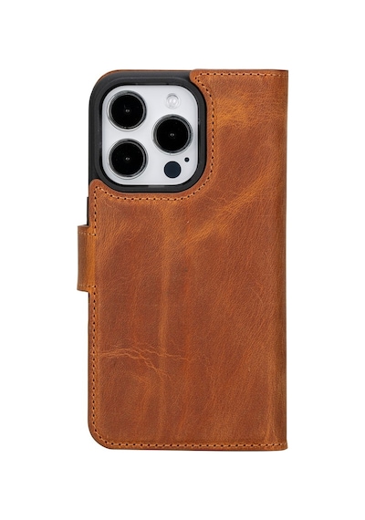 Apple Uyumlu   iPhone 15 Pro Deri Cüzdanlı Kılıf   Mwwn G19 Taba