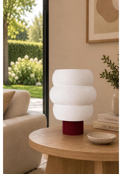 Ring Dekoratif Masa Lambası E14 Led Uyumlu Modern Abajur Ateş Kırmızı Diğer