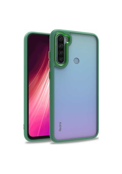 Kilifone - Redmi Note 8 Uyumlu Kılıf Koruyucu Arkası Şeffaf Renkli Kenarlı Flora Kapak - Yeşil - T23437