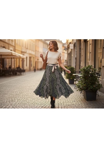 Eren Style Şifon Etek Boyu:90 Cm - 38-52 Yeşil