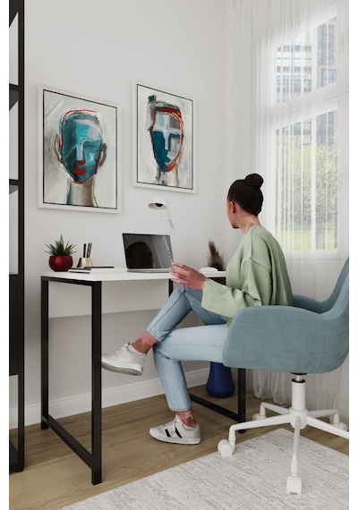 Selin Metal Ayaklı Çalışma Masası Beyaz Suntalam, Siyah Ayak, Modern Ofis & Ev Masası Beyaz Selin Metal Ayaklı Çalışma Masası Beyaz Suntalam, Siyah Ayak, Modern Ofis & Ev Masası Beyaz