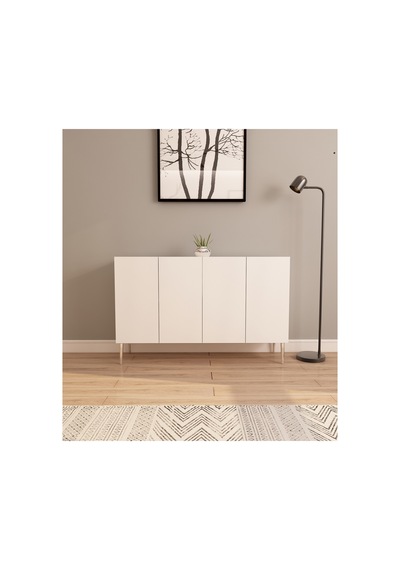 Serel 120 Cm Konsol, Tv Ünitesi, Çok Amaçlı Dolap - Beyaz-gümüş Beyaz-gümüş