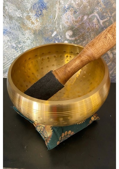 Meditasyon Çanı Tibet Çanağı Pirinç Kaplama 7 Element 16 Cm