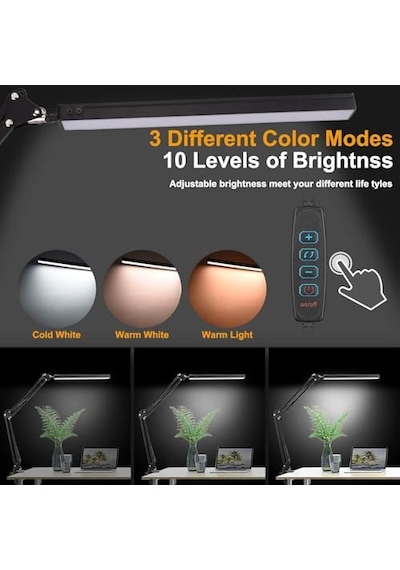 Dekoratif Led Masa Lambası Sy040 Usb Kablolu Kademeli 3 Eklemli Led Masa Lambası, Kıskaçlı Model Çalışma Masası Diğer