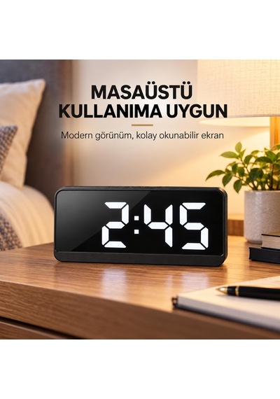 Led Dijital Masa Saati, Çalar Saat, Sıcaklık, Takvim, Gh8009 Diğer