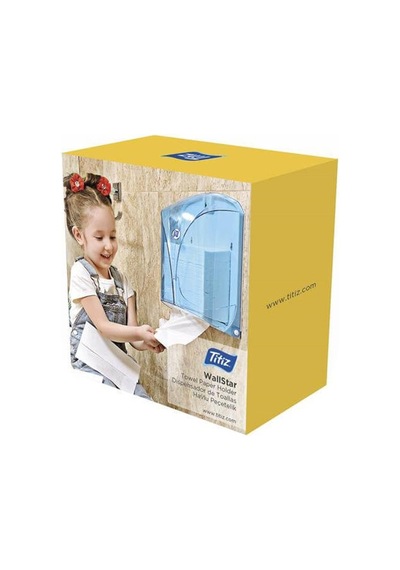 Titiz Tp-267 Z Katlama Kağıt Havlu Dispenseri Aparatı - Şeffaf Mavi - Plastik - 28 Cm. - 1 Adet Şeffaf