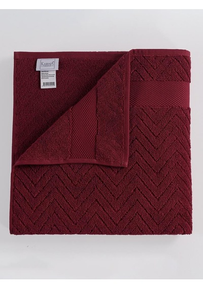 Pamuk Tekli Havlu Jakarlı Karna Premıum Zander - 50 X 90 Bordo