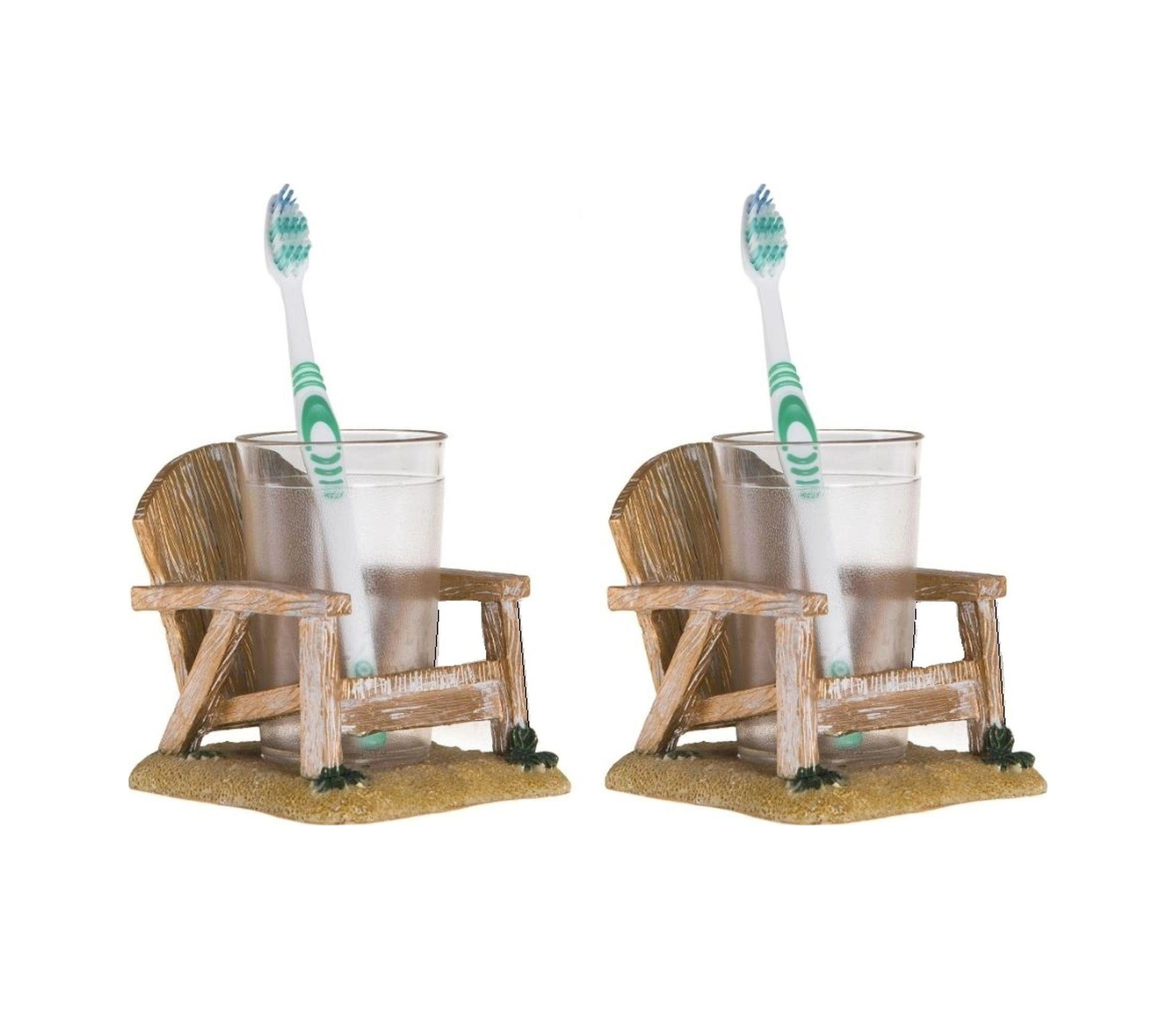 2 Adet Diş Fırçalık Ve Macunluk Sandalye Poliresin 13x11x10cm 200ml Banyo Seti Çok Renkli