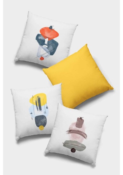 Sarı Modern Çift Taraflı 4'lü Set Kırlent Kılıfı 4kr060n11