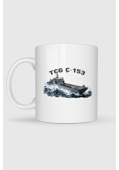 Tcg Ç-153 Dalgalar Arası Temalı Baskılı Kupa Bardak Beyaz