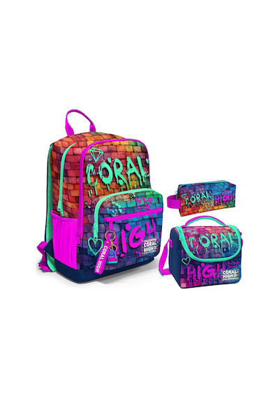 Coral High Üçlü İlk ve Ortaokul Okul Çanta Seti - Pembe Lacivert Grafiti - Erkek Çocuk