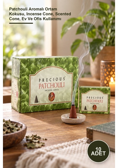 10 Adet Konik Tütsü Patchouli Aromalı Ortam Kokusu, Incense Cone, Scented Cone, Ev Ve Ofis Kullanımı