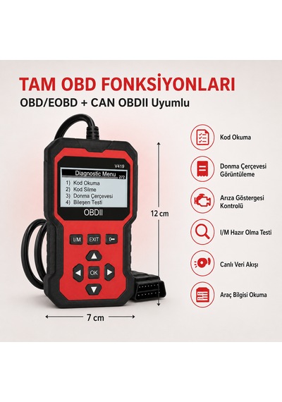 Obd2 Arıza Tespit Cihazı V410 Canlı Veri Hata Kodu Okuma Silme Motor Arıza Lambası Söndürme