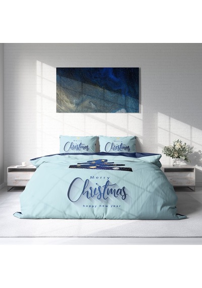 Monohome Yılbaşı Süsü Merry Christmas Çift Kişilik 3D Nevresim Ta (519760200) Lacivert