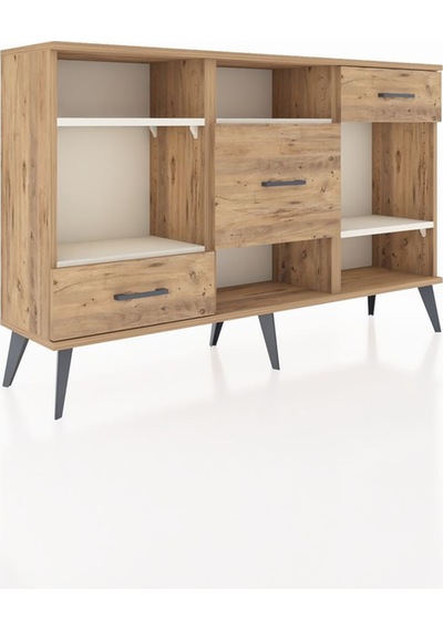 Arges Konsol 4 Raflı 3 Çekmeceli 132x30x83 Çam-aytaşı/çam Aytaşı/çam