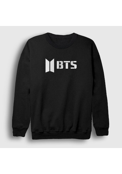 Presmono Unisex Logo Bts Sweatshirt Siyah