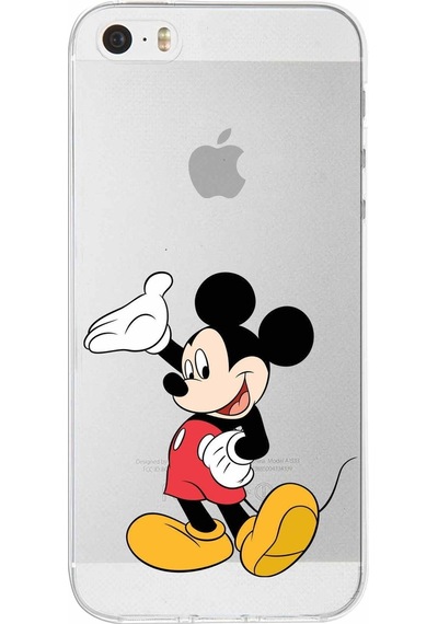 Apple Uyumlu iPhone  5s Kapak Mickey Mouse Tasarımlı Şeffaf Silikon Kılıf Şeffaf