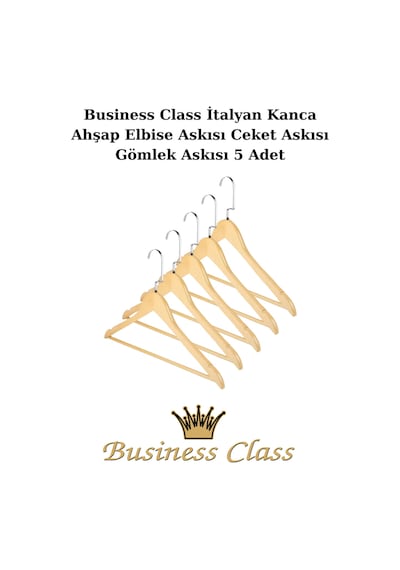 Ceket Askısı Business Class 45 Cm İtalyan Kanca Buluz Elbise Ahşap Askı 5 Adet Diğer