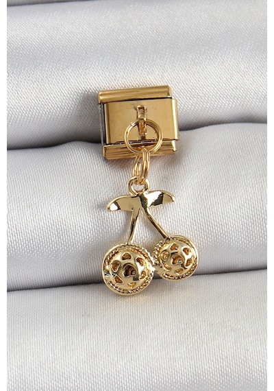 316l Çelik Sallantılı Zirkon Taşlı Fiyonk Model Gold Renk Nomination C316l Çelik Sallantılı Kiraz Model Gold Renk Nomination Charm Tj-bc1425 Diğer