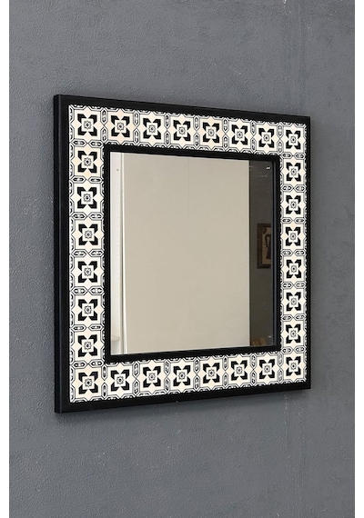 Tr Oscar Stone Decor Masif Siyah Çerçeveli Mozaik Taş Ayna 43 Cm X 43 Cm -morocco-etnik Desen Ayn4040-006 Genel