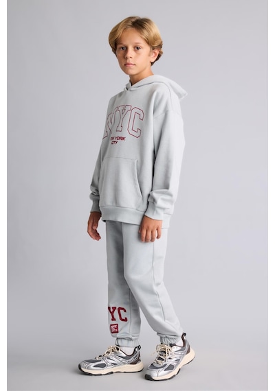Defacto Overshirt Fit Kapüşonlu Kanguru Cepli Baskılı Sweatshirt Erkek Çocuk I6078a826wngr91 Gri-gr91