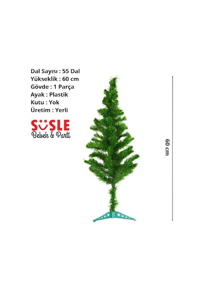 60 Cm Yılbaşı Çam Ağacı - 55 Dallı Ve Plastik Ayaklı