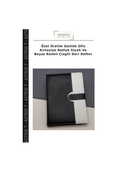 Özel Üretim Günlük Ofis Kırtasiye Notluk Siyah Ve Beyaz Renkli Çizgili Deri Defter Çok Renkli