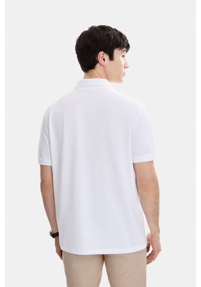 Backandbond Beyaz Regular Fit Örme Polo Yaka Tişört