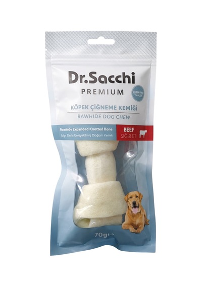 Dr.sacchi Premium Sığır Etli Sığır Derisi Genişletilmiş Düğüm Kemik Tahılsız Köpek Ödülü 5-6'' 1'li 70 Gr
