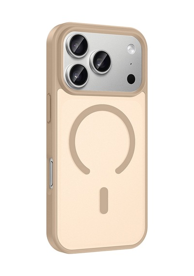 iPhone 18 Pro Uyumlu Kılıf Mat Magsafe Şarj Özellikli Hassas Butonlu Renkli Yumuşak Kenarlı Premium Kapak Desert Gold