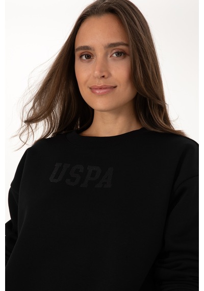 U.S. Polo Assn. Kadın Siyah Bisiklet Yaka Basic Sweatshirt 50307752-VR046