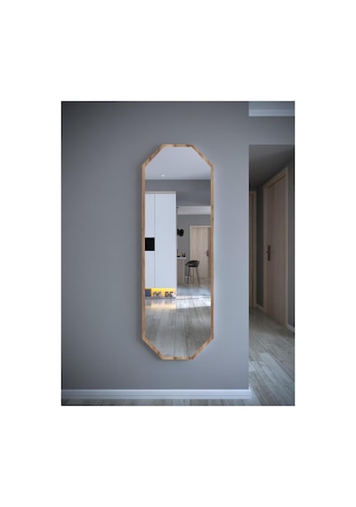 Tr Tarz Design Kemence Ceviz Sekizgen Dekoratif Boy Aynası 150x50,ceviz Diğer