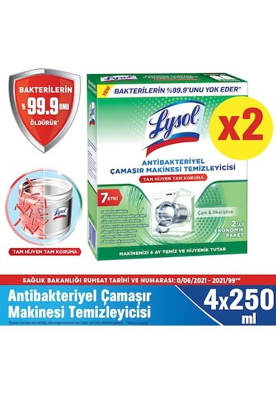Lysol Çamaşır Makinesi Temizleyici Çam & Okaliptus Ferahlığı 4 x 250 ML