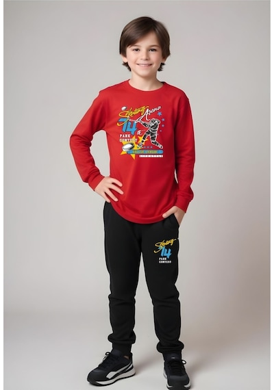 Fyk Kids 3'lü Erkek Çocuk Baskılı Yuvarlak Yaka Alt-üst Pijama Takımı Çok Renkli