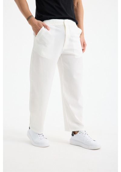 Eseclass Pilili Baggy Jogger Erkek Pantolon Beyaz Beyaz
