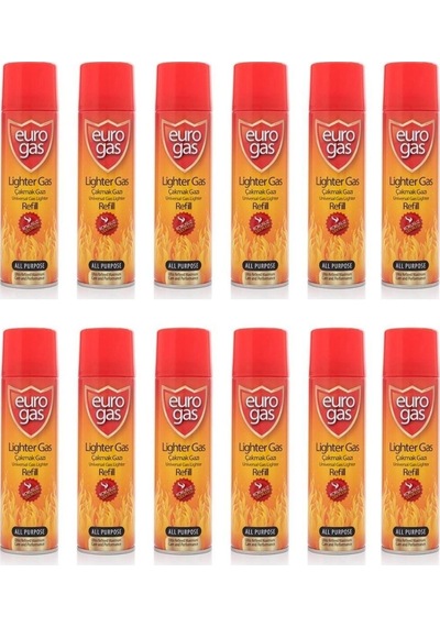 Eurogas Çakmak Gazı 250 Ml 12'li Set Sarı