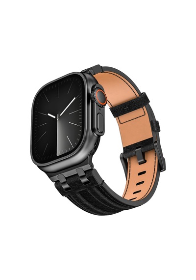Apple Watch 7 45mm Uyumlu Krd-153 Kot Kumaş Tasarımlı Kordon - Siyah